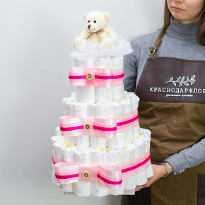 Торт из памперсов для девочек Merries