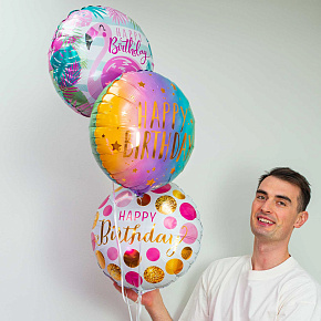 Набор из 3 фольгированных шаров "Happy Birthday"