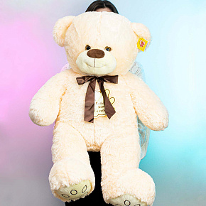 Большой мишка с атласным бантом 70 см