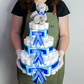 Торт из памперсов "Мишка на торте"